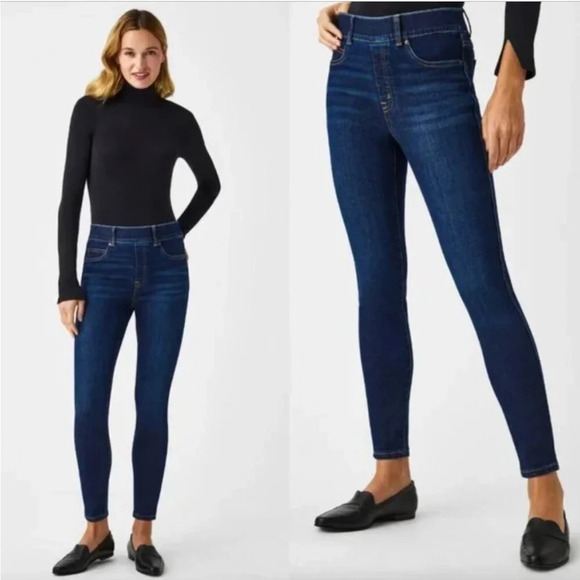 NWT SPANX Ankle Skinny Jeans, Midnight Shade Size XS Navy Blue High Rise - Picture 1 of 9
